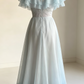 Anmutiges hellblaues A-Linie Chiffon langes Partykleid süßes Geburtstagskleid, D247