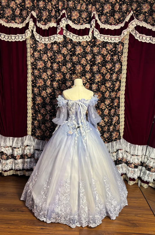 Gorgeous Off Shoulder A-Line Ombre Appliques Evening Gowns Birthday Ball Gowns, D1151