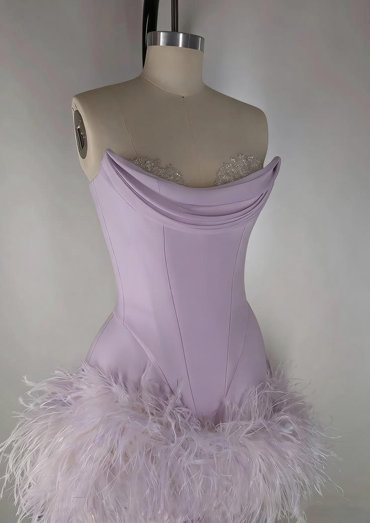 Unique Homecoming Dress Sweetheart Hugging Feather Back to School Outfits Party Dress D7751