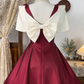 Beauty Homecoming Dress Portrait Bowknot Back to School Outfits Party Dress  D6538