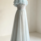 Anmutiges hellblaues A-Linie Chiffon langes Partykleid süßes Geburtstagskleid, D247
