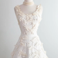 Vintage White 3D Grapes Applique Design A-Line Short Homecoming Dress Party Dress D1669