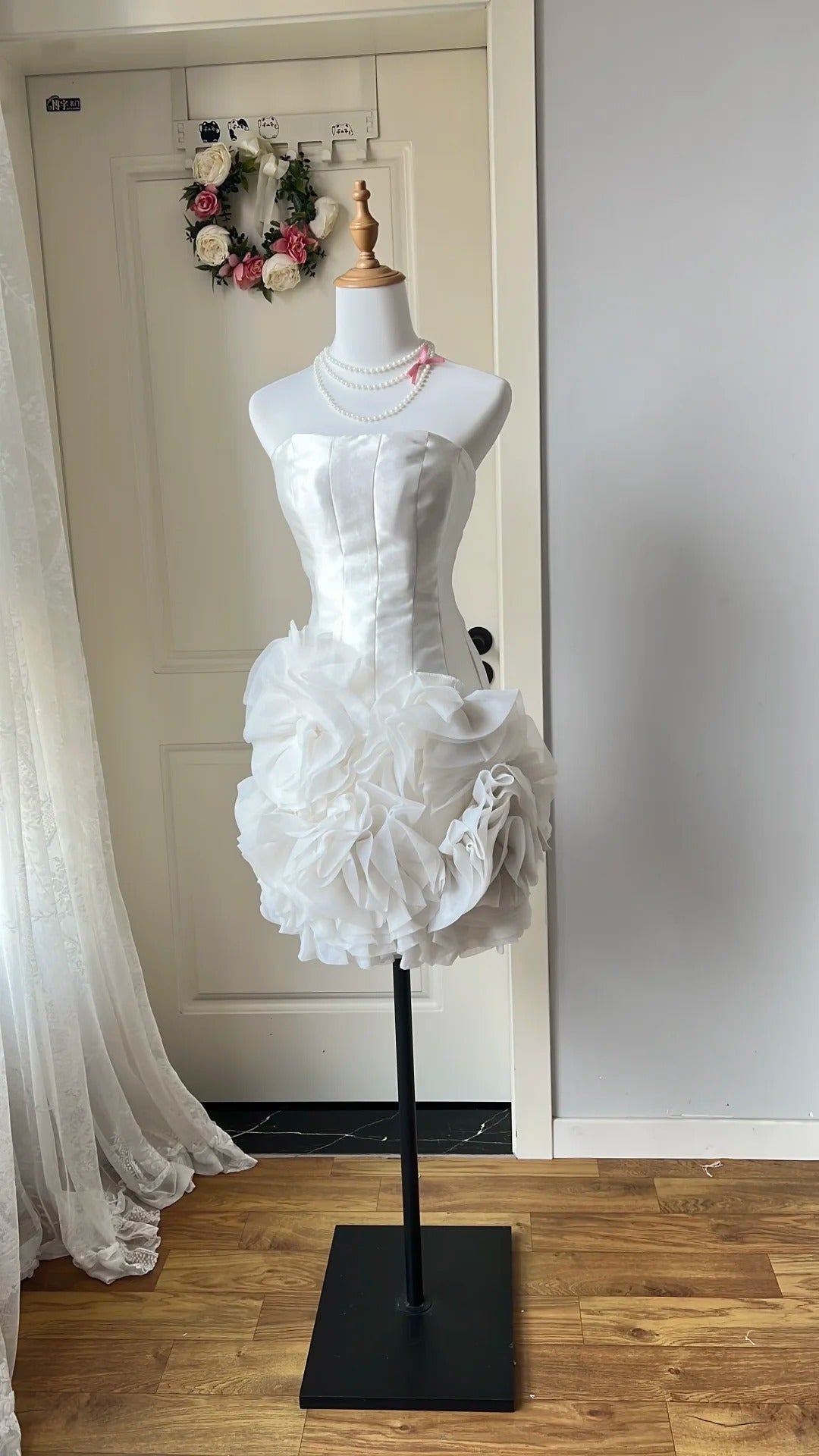 Elegant Homecoming Dress Strapless Tulle Cascade Back to School Outfits Party Dress  D6456