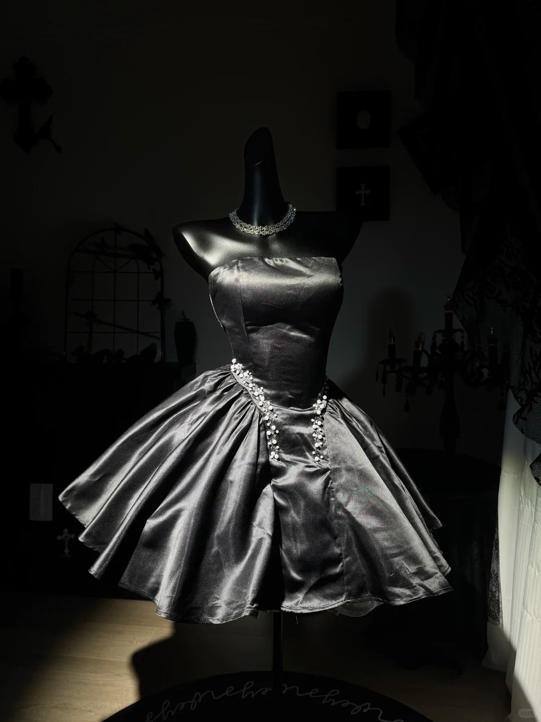 New Homecoming Dress Strapless Peal Bead Pleated Back to School Outfits Party Dress Birthday Dress D7640