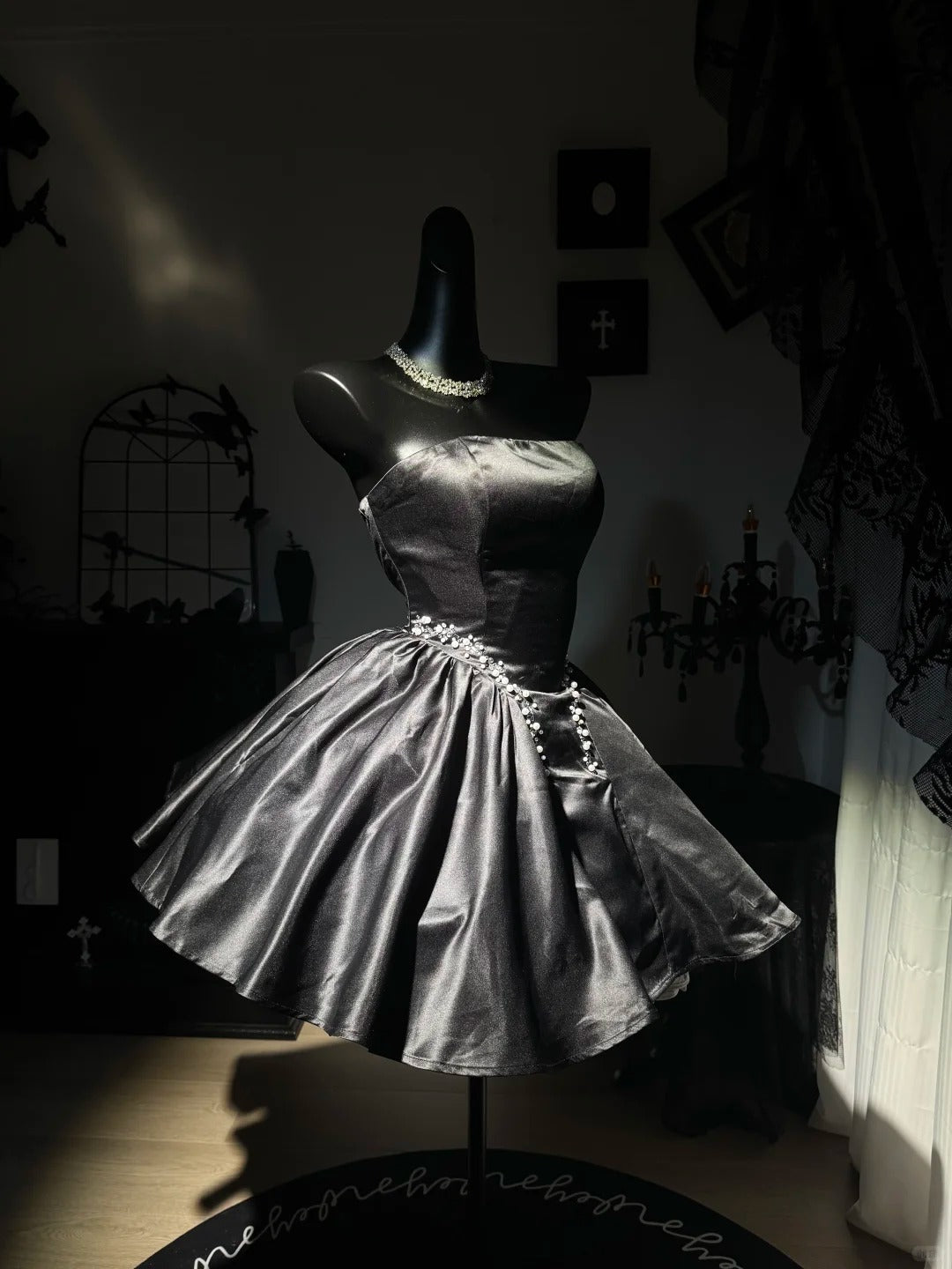 New Homecoming Dress Strapless Peal Bead Pleated Back to School Outfits Party Dress Birthday Dress D7640