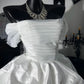 New Homecoming Dress Off the Shoulder Pleated Back to School Outfits Party Dress Birthday Dress Wedding Dress D7645