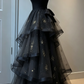 Black Halter A-Line Tulle Long Formal Prom Dress Evening Gown, D61