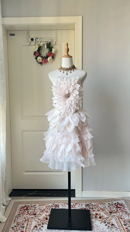 New Homecoming Dress Asymmetric Cascade Rinestone Back to School Outfits Party Dress  D6474