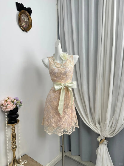 New Homecoming Dress Jewel Bowknot Applique Back to School Outfits Party Dress D6937