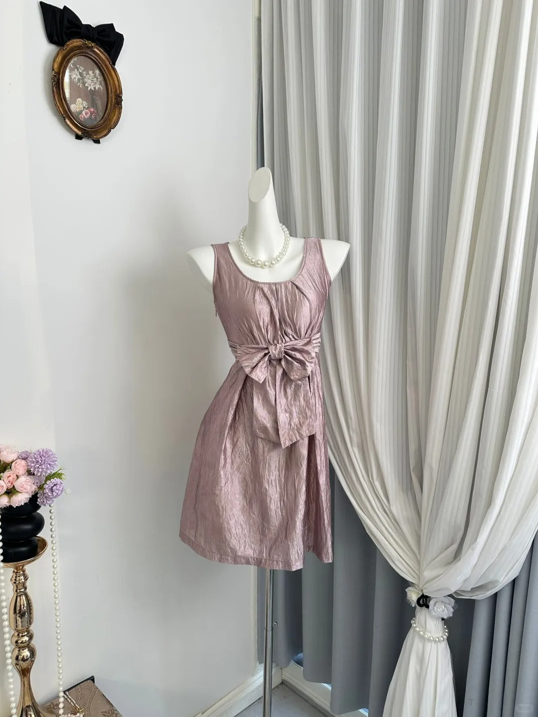 New Homecoming Dress Jewel Pleated Bowknot Back to School Outfits Party Dress D6945