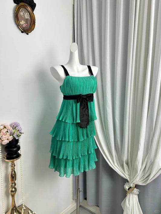 New Homecoming Dress Square Bowknot Cascade Back to School Outfits Party Dress D6938