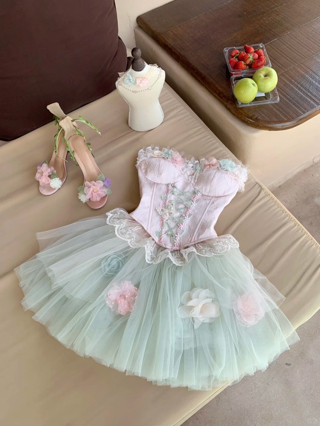 Cute Homecoming Dress Sweetheart Lace Flower Dress Back to School Outfits Party Dress  D6393