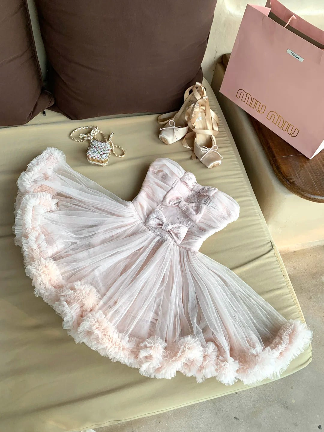 New Homecoming Dress Strapless Bowknot Lace Dress Back to School Outfits Party Dress  D6395