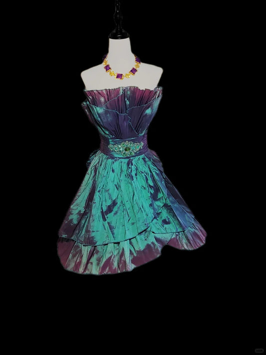 New Homecoming Dress Strapless Pleated Rinestone Back to School Outfits Party Dress D6893
