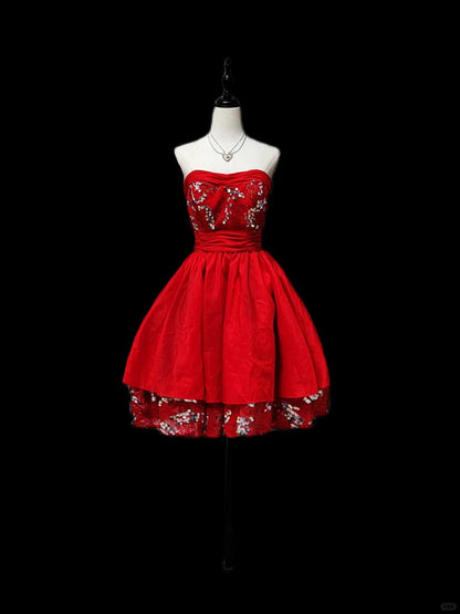 New Homecoming Dress Strapless Sequins Back to School Outfits Party Dress D6892