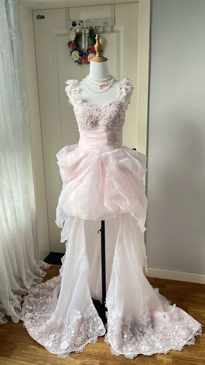 Pretty Homecoming Dress Sheer Strap Tulle Rinestone Back to School Outfits Party Dress  D6458