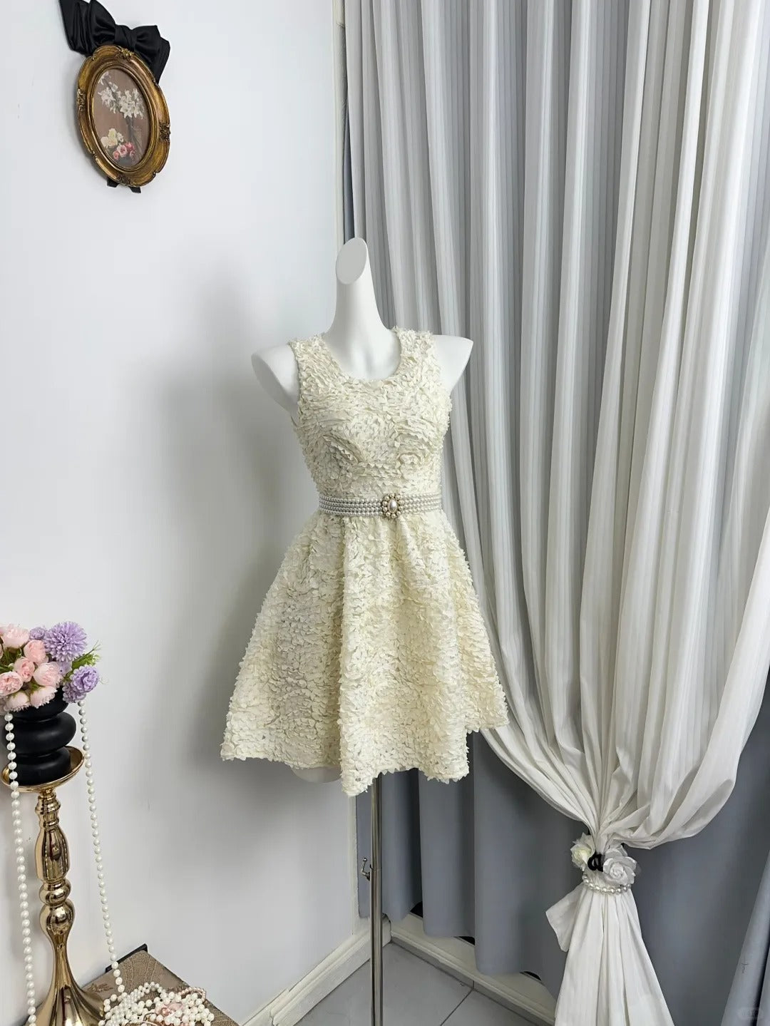 New Homecoming Dress Jewel Pearl Pleated Back to School Outfits Party Dress D6943