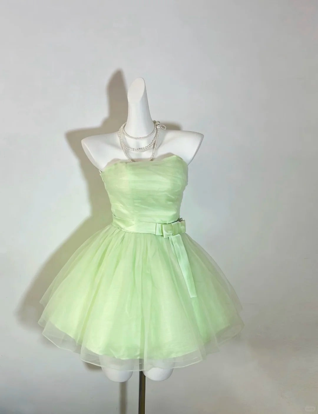 Simple Homecoming Dress Strapless Tulle Bowknot Prom Dress Back to School Outfits Party Dress  D6135