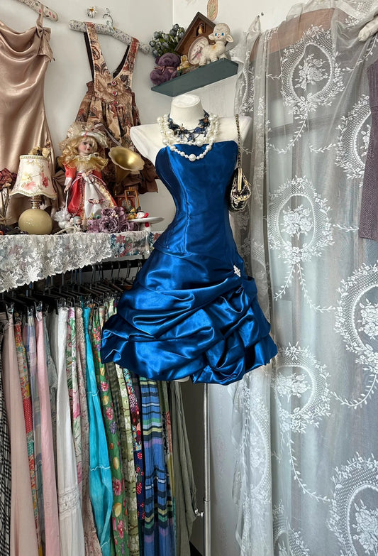 Charming Homecoming Dress Strapless Pleated Cascade Prom Dress Back to School Outfits Party Dress  D6188
