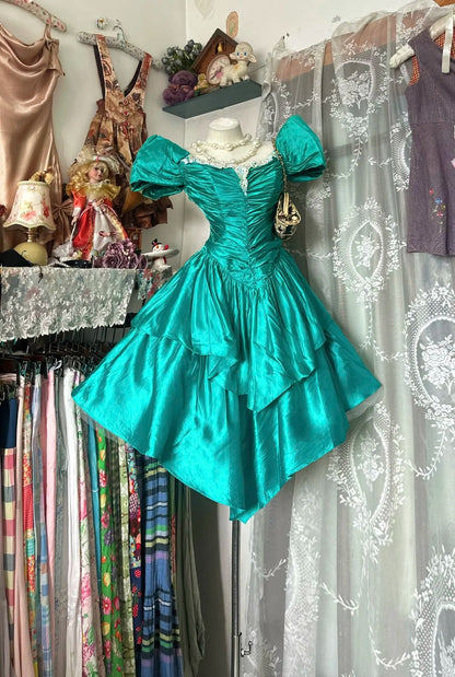 Pretty Homecoming Dress Square Pleated Lace Cascade Prom Dress Back to School Outfits Party Dress  D6182