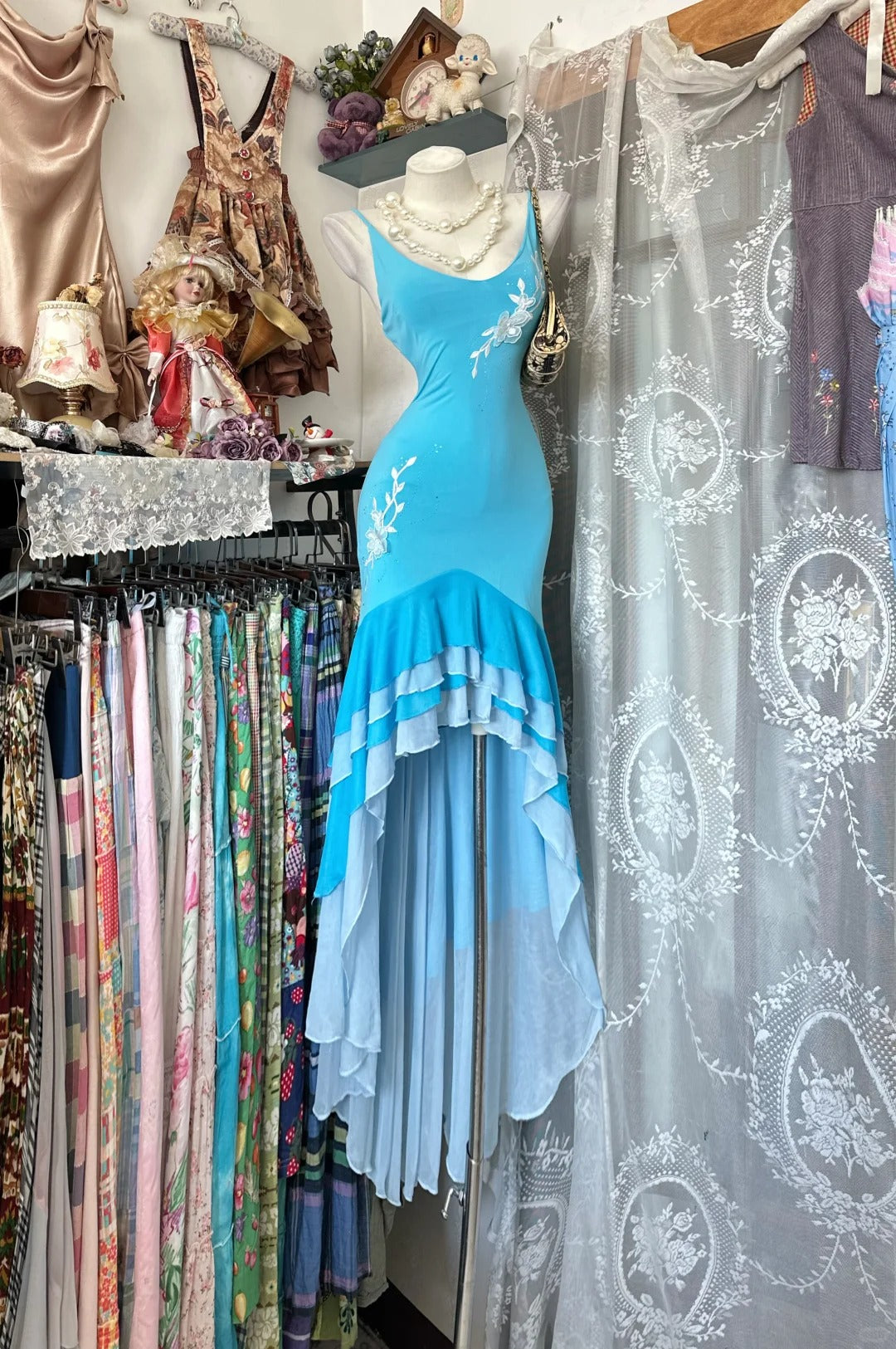 New Homecoming Dress Spaghetti Strap Hi-Lo Tulle Flower Prom Dress Back to School Outfits Party Dress  D6180