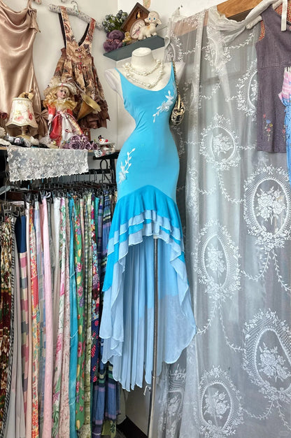 New Homecoming Dress Spaghetti Strap Hi-Lo Tulle Flower Prom Dress Back to School Outfits Party Dress  D6180