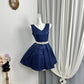 New Homecoming Dress V Neck Pearl Pleated Back to School Outfits Party Dress D6941