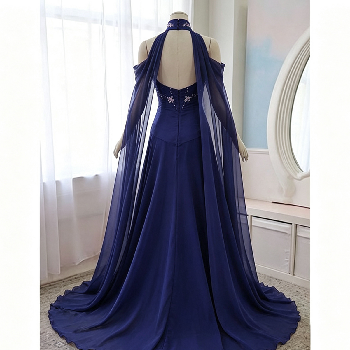 Purple Sweetheart A-Line Chiffon Long Party Dress Vintage Evening Dress, D784