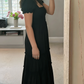 Schlichtes schwarzes A-Linien Partykleid Fashion Urlaubskleid, D206