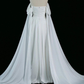Green Off Shoulder A-Line Satin Long Formal Party Dress MD7348
