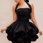 Fashionable Homecoming Dress Halter Pleated Bowknot Cascade Back to School Outfits Party Dress D7837