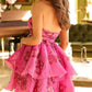 Unique Homecoming Dress Sweetheart Beaded A-Line Flower Cascade Back to School Outfits Party Dress D7778