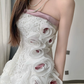 Vintage 3D Flowers Applique Strapless Design A-Line Short Homecoming Dress Party Dress D1668