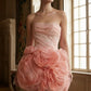 Unique Homecoming Dress Strapless Organza Flower Back to School Outfits Party Dress  D7728