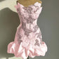 Chic Homecoming Dress Strapless Pleaed Beading Flower Rinestone Back to School Outfits Party Dress  D7400
