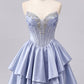 Beautiful Homecoming Dress Sweetheart Rinestone Pleated Back to School Outfits Party Dress D7222