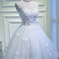 Simple Homecoming Dress Sheer Straps Tulle Applique Prom Dress Back to School Outfits Party Dress  D6111