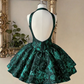 Charming Homecoming Dress Halter Pleated Backless Back to School Outfits Party Dress  D7394