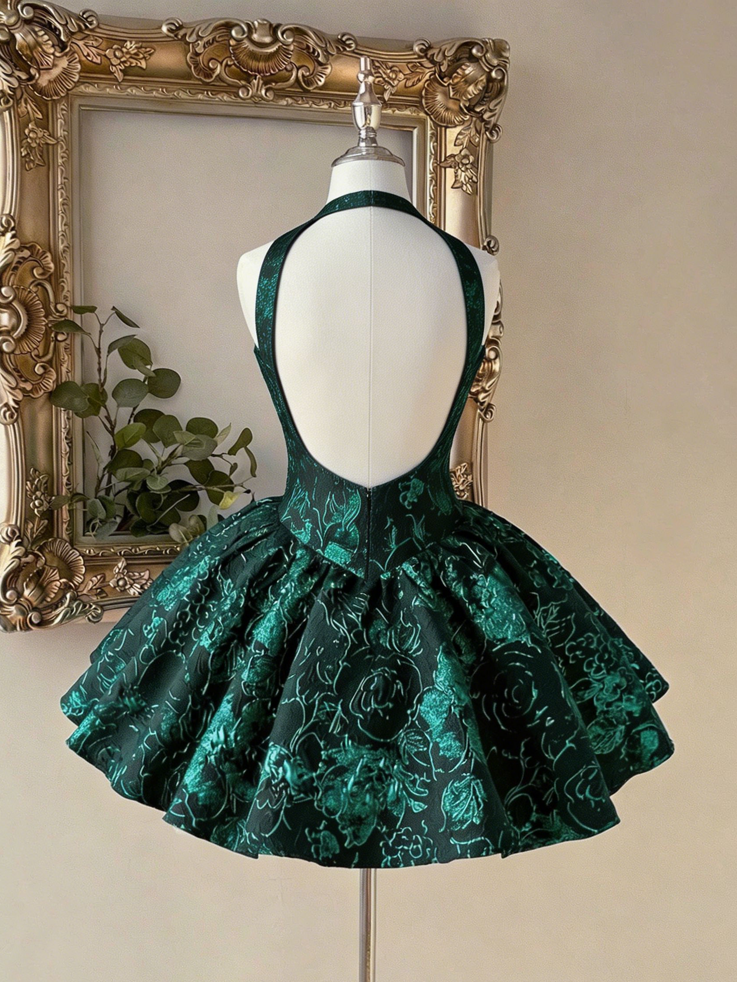 Charming Homecoming Dress Halter Pleated Backless Back to School Outfits Party Dress  D7394