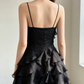 Charming Homecoming Dress Spaghetti Strap Tulle Cascade Back to School Outfits Party Dress  D7504