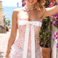 Unique Homecoming Dress Strapless Tulle Sequins Bowknot Cascade Two Pieces Back to School Outfits Party Dress D7797