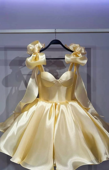 Charming Homecoming Dress Sweetheart Bowknot Pleated Back to School Outfits Party Dress D6711