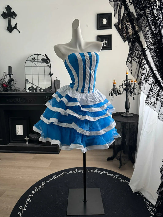 New Homecoming Dress Strapless Cascade Back to School Outfits Party Dress D7603