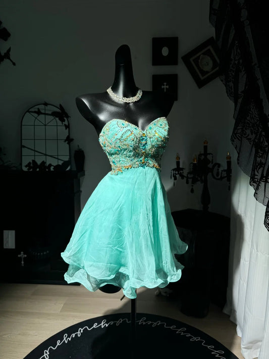 New Homecoming Dress Sweetheart Rinestone Back to School Outfits Party Dress D7578