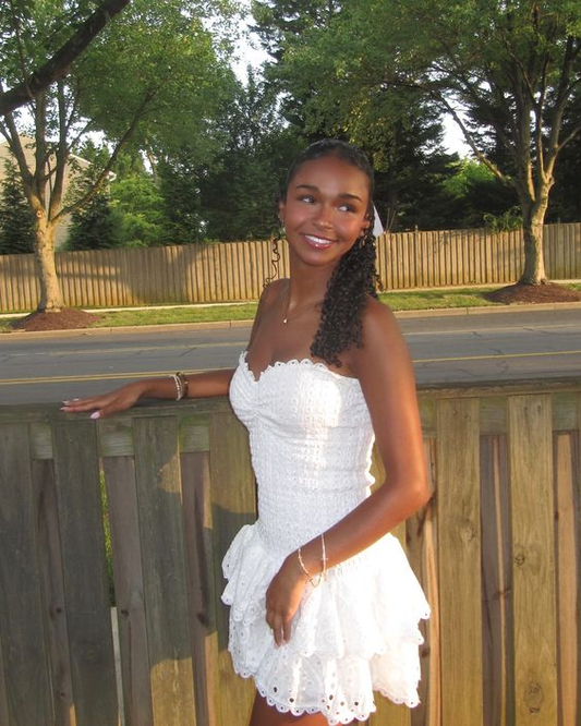 White Sweetheart A-Line Short Party Dress Homecoming Dress MD7315
