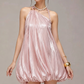Charming Homecoming Dress Halter Pleated Back to School Outfits Party Dress  D7380