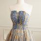 Vintage Sequin Beaded Strapless Ruffled Hem Design A-line Tulle Party Dress Homecoming Dress D1545