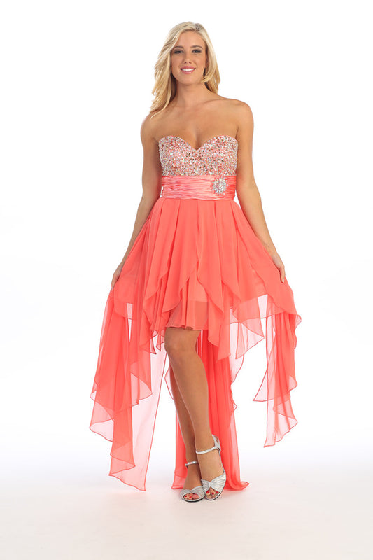 New Homecoming Dress Sweetheart Rinestone Tulle Hi-Lo Sequins Back to School Outfits Party Dress D7564