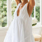 Charming Homecoming Dress Deep V Neck White Backless Back to School Outfits Party Dress D7458