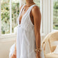 Charming Homecoming Dress Deep V Neck White Backless Back to School Outfits Party Dress D7458